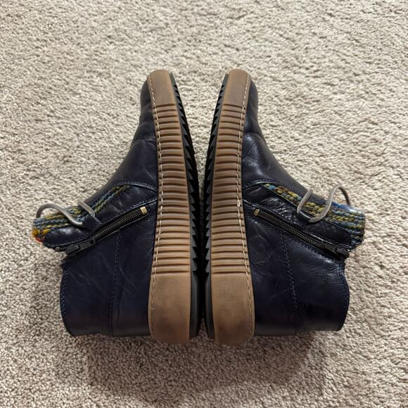 Josef Seibel Dark Navy Blue Leather Ankle Booties Size 37 / US Women's Size 6.5 - Picture 3 of 12